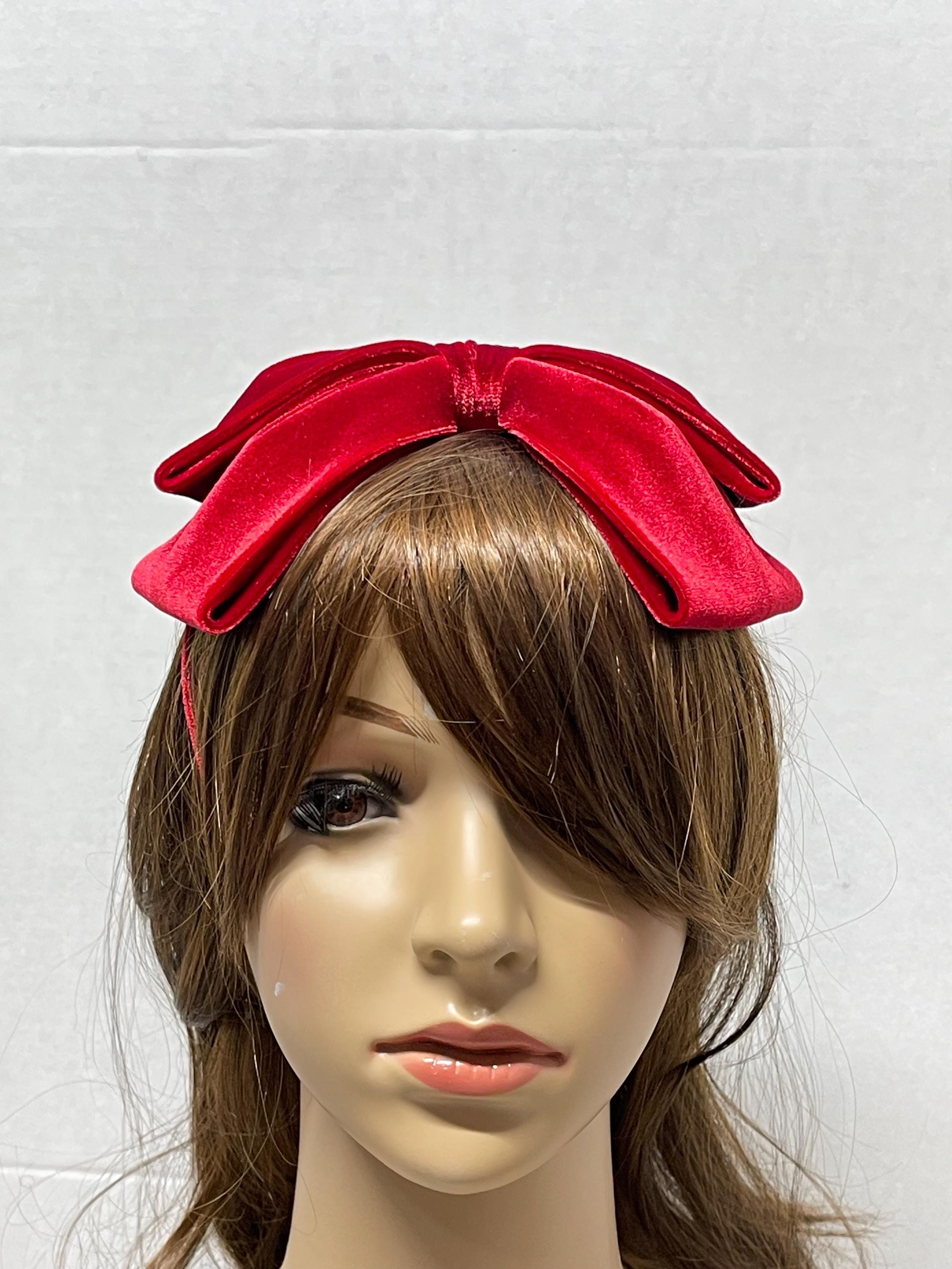 Black Velvet Bow Headband, Red Velvet Headband Knotted Bow  display picture 3
