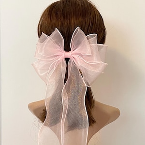 Long tail Oversized chiffon hair bow, chiffon big bow France hair barrette for Women hair clip, bow barrette, women hair accessory