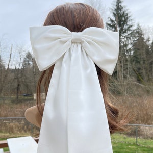 XL satin hair bow, giant satin bow, wedding hair bow, wedding dress bow, hair bow for women, hair barrette. wedding, bridal, image 5