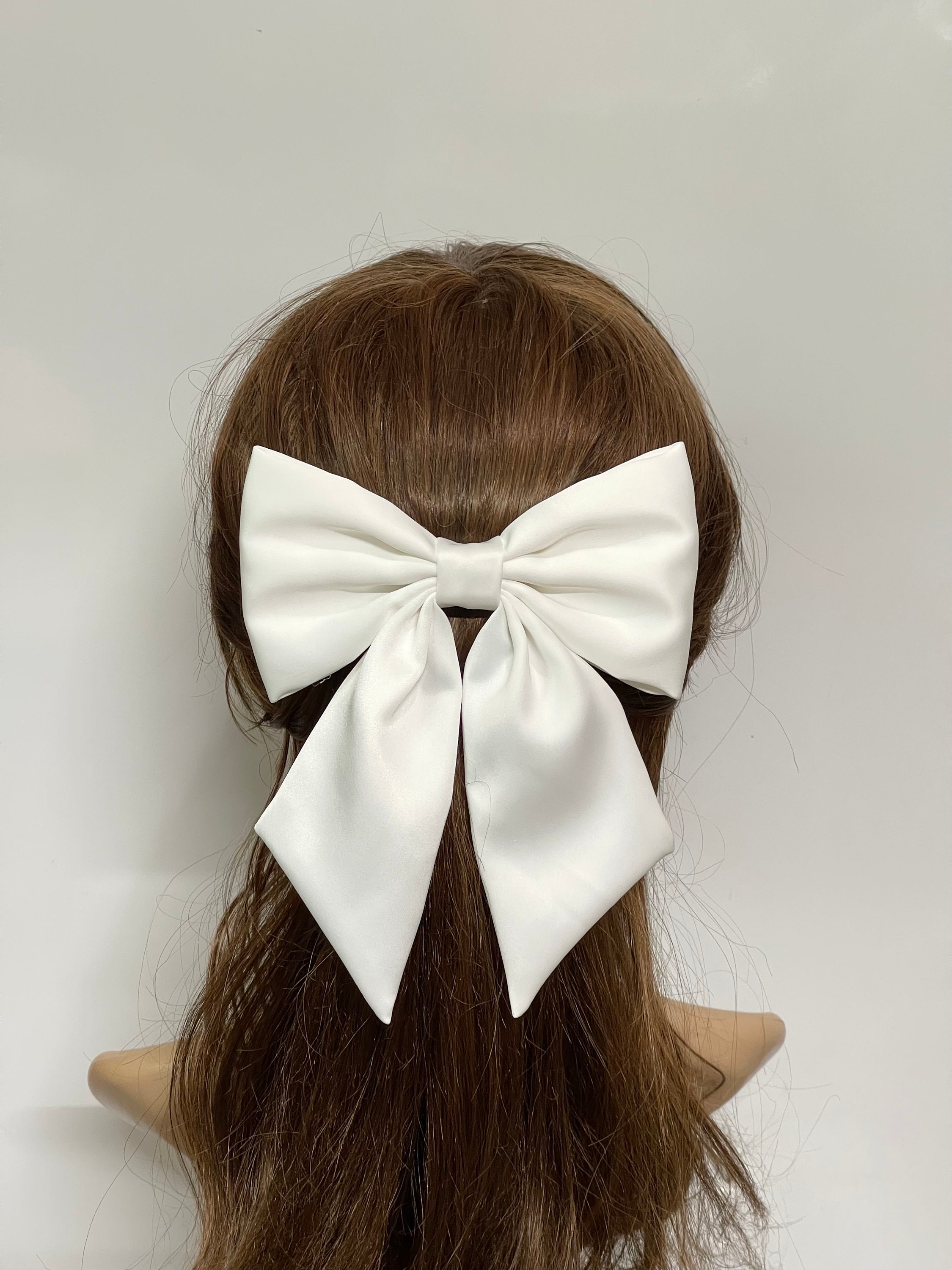 NEW! Elegant White Bow Hair Clip. Hair accessories. ? A8-254 white-hair-bow-satin-white-bow  main image 2