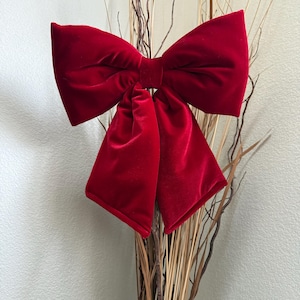 Plush Velvet Christmas Tree Bow Holiday Decor, Handmade in USA