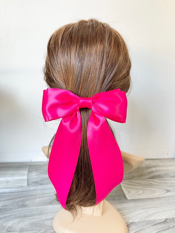 Silk Fabric Hair Bow Clip | Large Black Bow for Hair | Hair Barrettes for  Women | Hair Bow Clip For Woman - Perfect for Parties | Hair Bows for Women