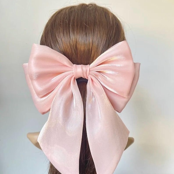 Organza Hair Bow, Double Layered French Barrette