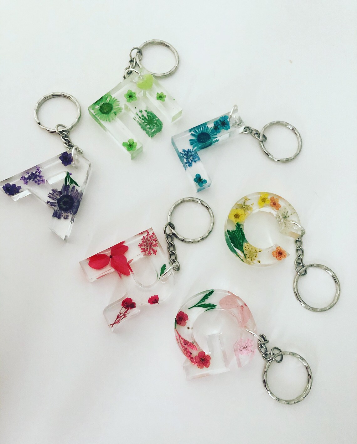 Dried flower epoxy resin keyring Etsy