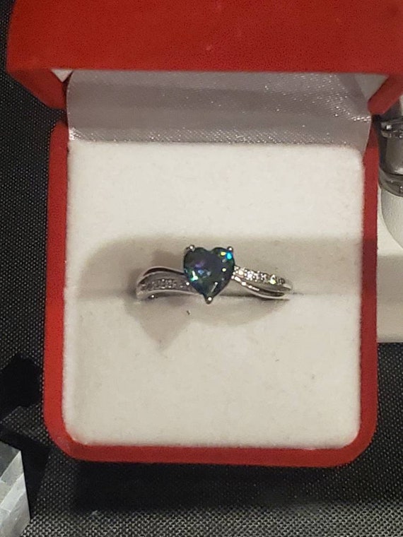 925 rainbow topaz heart ring