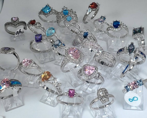 925 Sterling Silver Gemstone Ring Lot Mix 100 Rings . Resale 4000