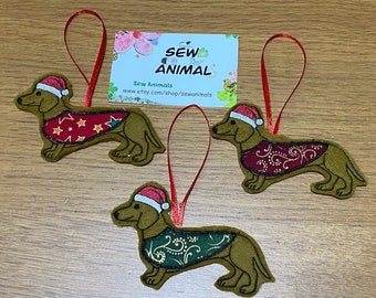 Gingerbread Dachshund Sausage Dog Christmas Decorations