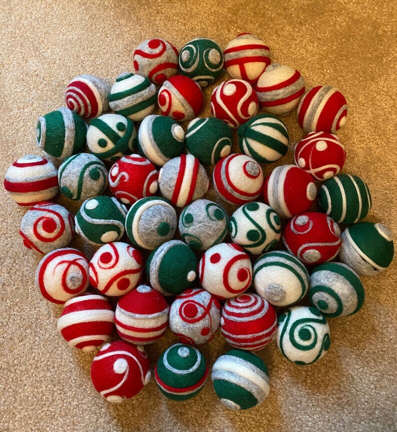 Needle Felted Christmas Balls Etsy