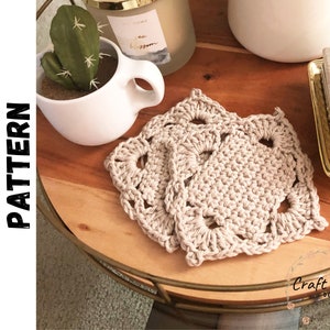 CROCHET PATTERN farmhouse coaster pattern, easy coaster, mug rug, Drink Coasters, square mug rug, granny square