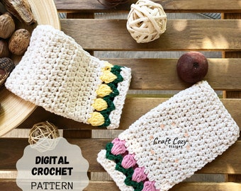 Crocheted Washcloths Farmhouse Dish Cloths PDF Crochet Pattern Crochet Wash Cloth Spring dishcloth Modern Crochet Kitchen Pattern