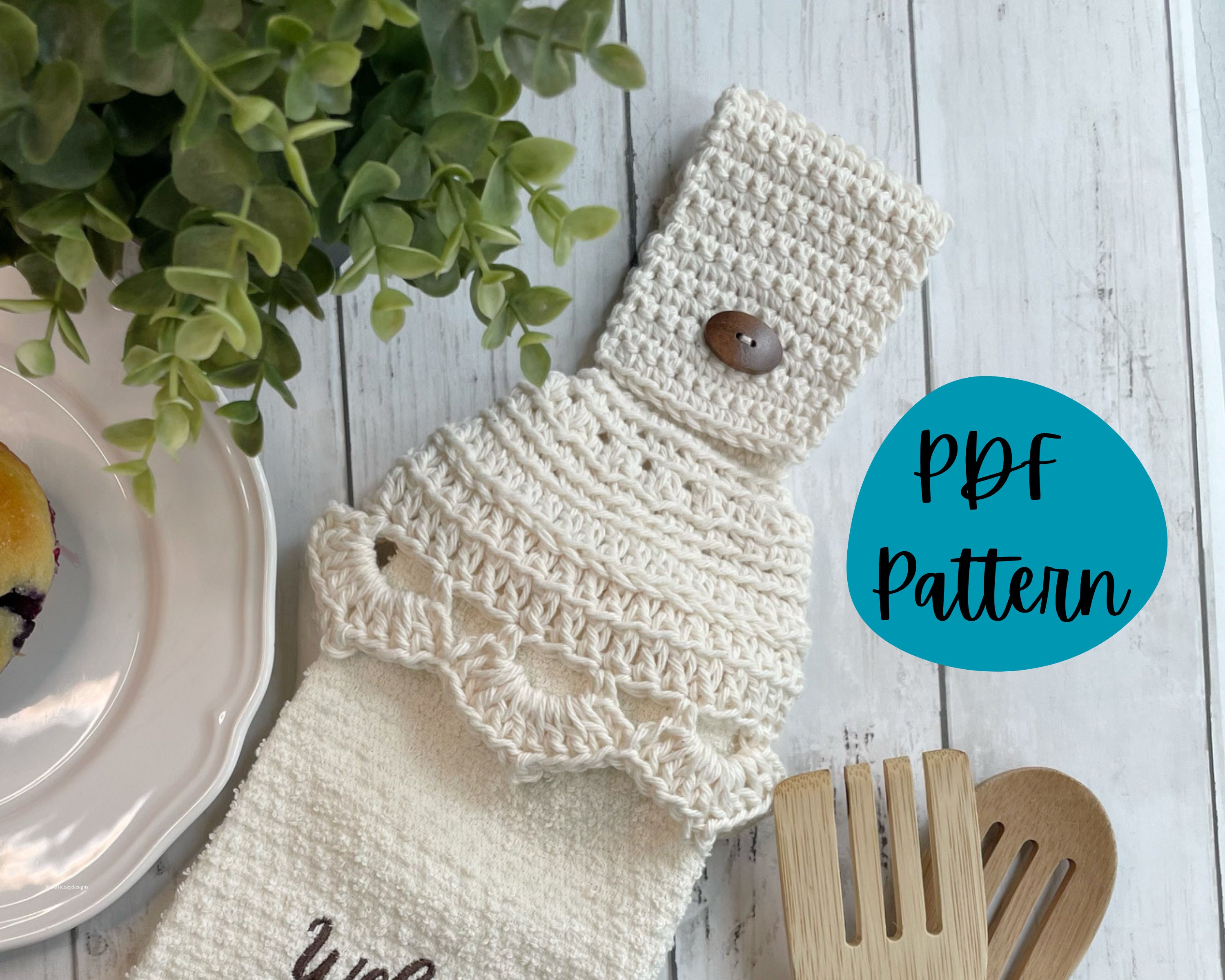 Crochet Kitchen Towel Topper PDF PATTERN, Kitchen towel hanger, Dish Towel Decor, Crochet Hanging Hand Towel, Tea Towel Holder, Tower hanger