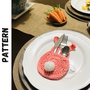 Easter Bunny Crochet Pattern PDF cutlery holder  Easter decoration Easter gift Easter Handmade Cutlery Holder Silverware Holder Crochet