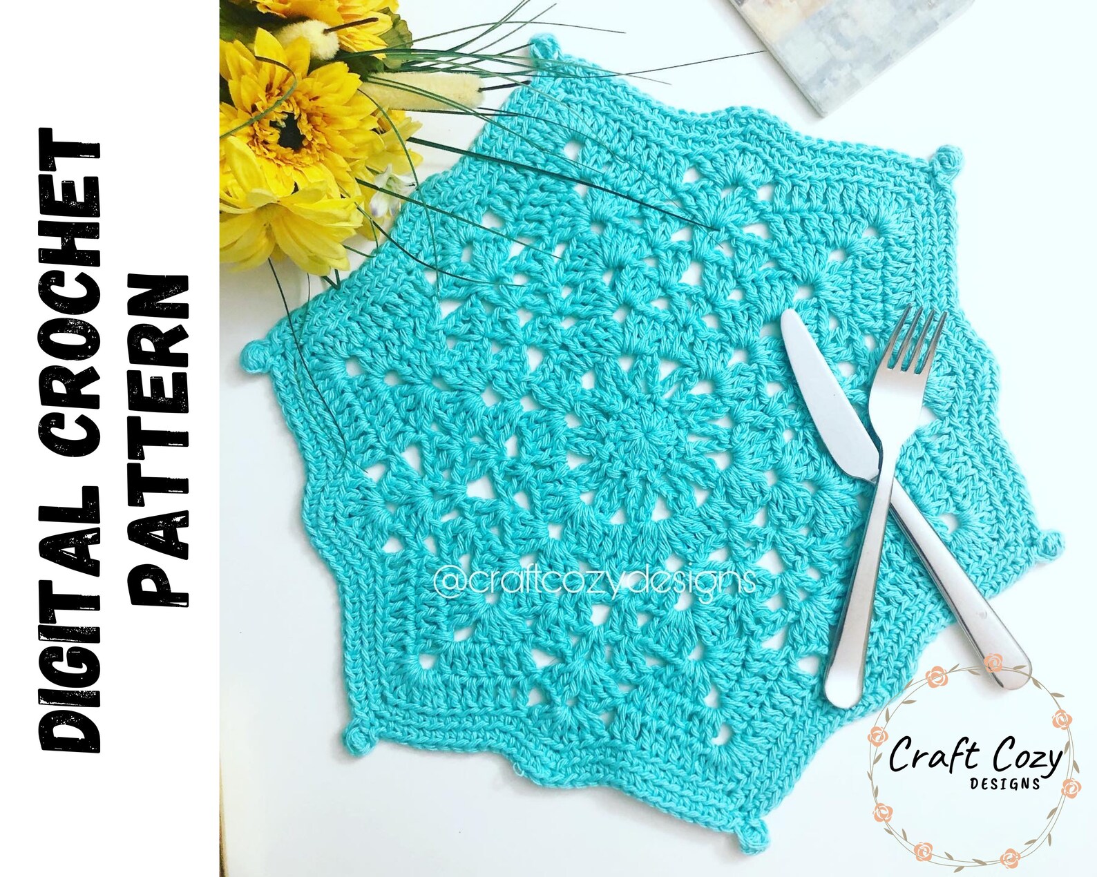 Christmas Placemat crochet pattern Crochet pdf file doily Etsy