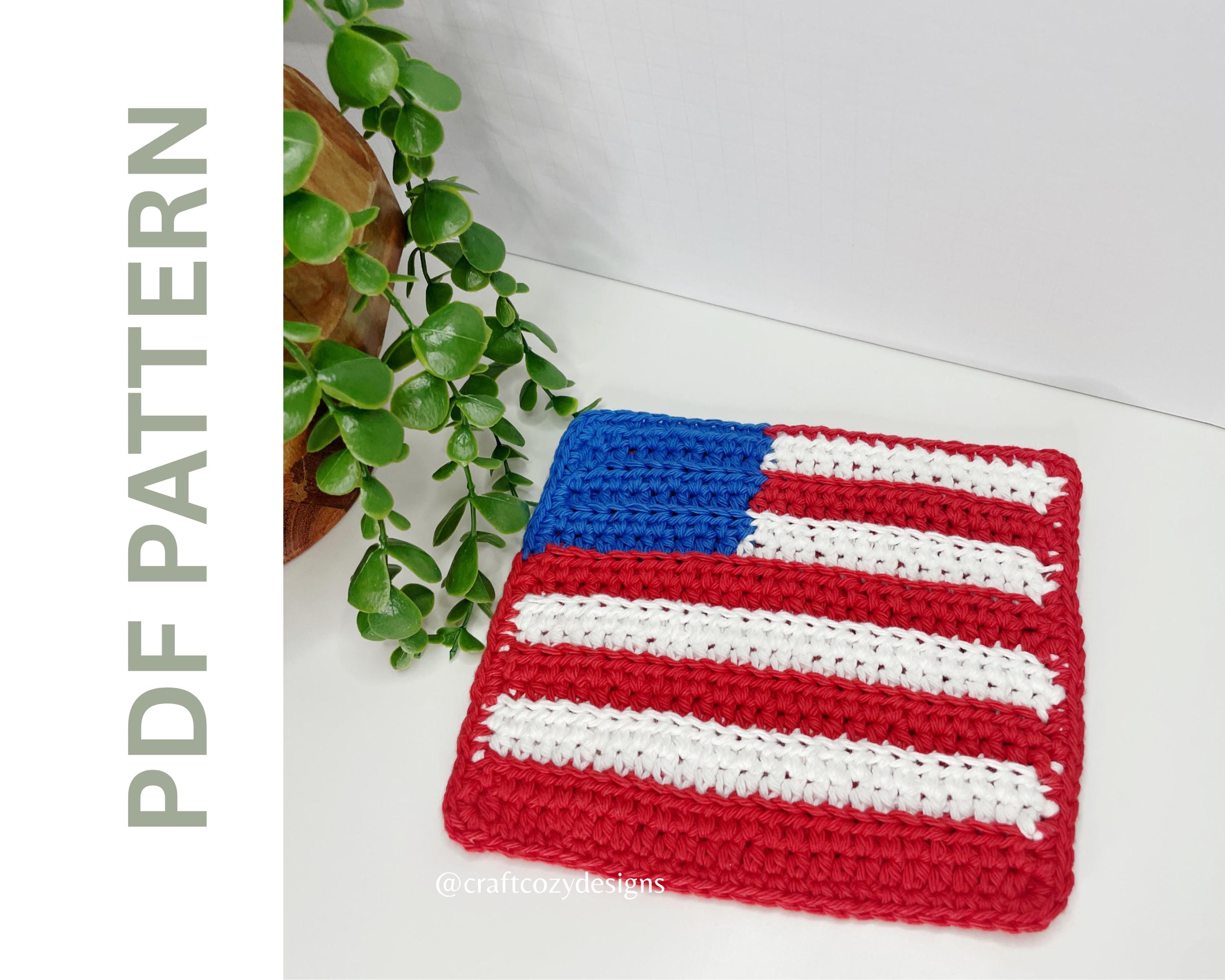 39 Red, White, and Blue Crochet Patterns for Festive Celebrations 23 American Flag Crochet Potholder Pattern: Patriotic 4th