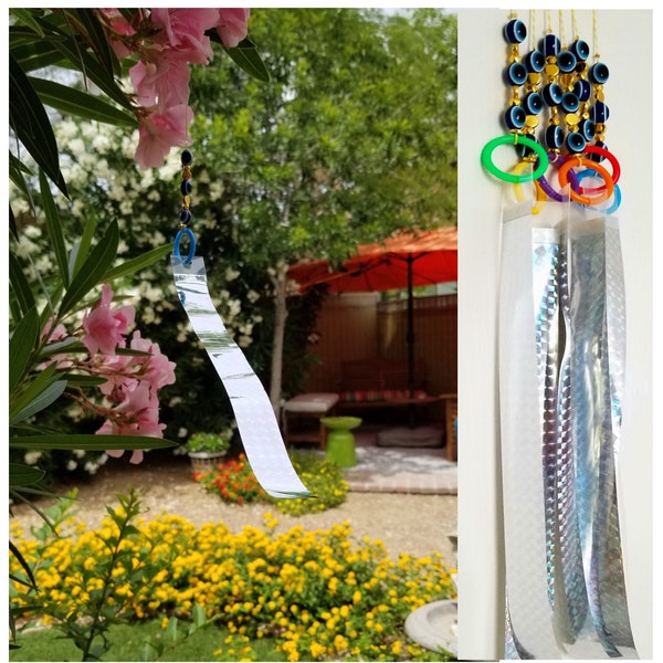 Bird/Pigeon repellent deterrent spinner strips scare away for patio & garden. Handmade in USA