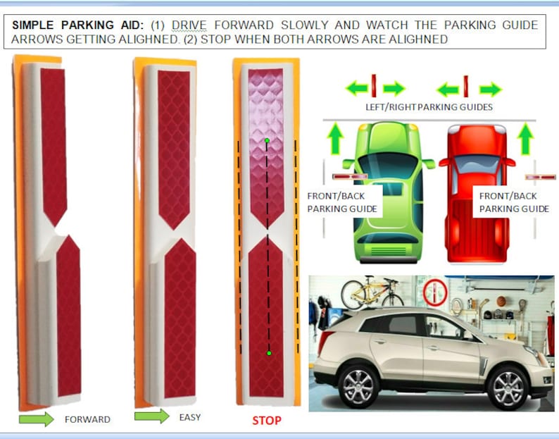 Garage Car Parking Assist, Aid/guide, Large Reflector Markers, Easy to
