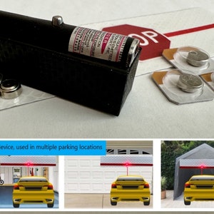 Car Garage parking laser assist/aid/guide. Side to side and front to back parking guide. Easy setup no tools needed. Use for multi locations