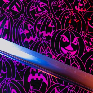 Halloween bright pink pumpkin 100%  cotton craft tumbler fabric cut “fat eighth” cut 18 inches tall x 11 inches wide
