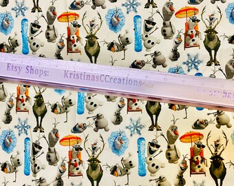 Disney Christmas Olaf Sven Candy summer 100% cotton craft tumbler fabric cut “fat eighth” cut 18 inches tall x 11 inches wide