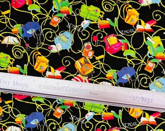 Back to school 100% cotton craft tumbler fabric cut “fat eighth” cut 18 inches tall x 11 inches wide