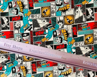 Fineasz i Ferb Perry Dziobak, tkanina rzemieślnicza wykonana w 100% z bawełny, wycięta na kształt „grubej ósemki”, 18 cali wysokości x 11 cali szerokości