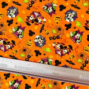 Disney Mickey Minnie Halloween 100% cotton craft fabric cut fat eighth 11 inches tall by 18 inches wide