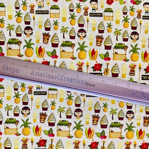 Disney Pineapple Dole Whip Tiki 100% cotton craft tumbler fabric cut “fat eighth” cut 18 inches tall x 11 inches wide