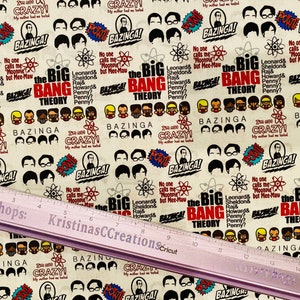 Big bang Theory penny Sheldon 100% cotton craft tumbler fabric cut “fat eighth” cut 18 inches tall x 11 inches wide