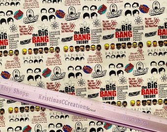 Big bang Theory penny Sheldon 100% cotton craft tumbler fabric cut “fat eighth” cut 18 inches tall x 11 inches wide