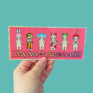 Six Figures Angel Babies Glitter Bumper Sticker | Funny Joke Pink Trinket Kawaii Cute Collector