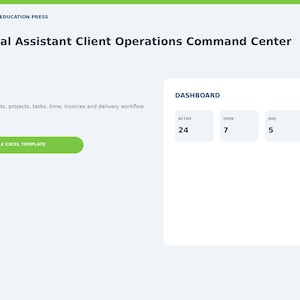 Planilha de Controle de Clientes para Assistente Virtual | Fluxo de Trabalho de Projetos, Tarefas, Tempo e Faturamento | Planilha Excel