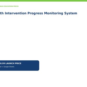 May include: A digital document titled Flamingo Education Press Math Intervention Progress Monitoring System. The text is displayed in dark blue on a white background with a green horizontal bar at the top and a dark blue rounded rectangle.
