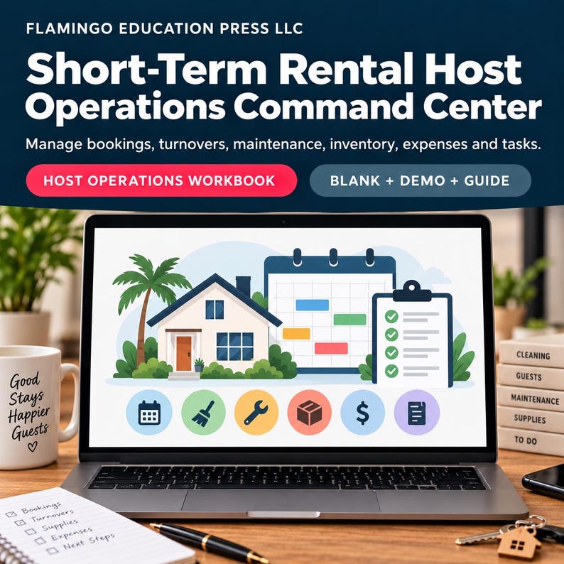 Notepad Add Checkbox Short Term Rental Host Spreadsheet | Bookings, Turnovers, Maintenance ...