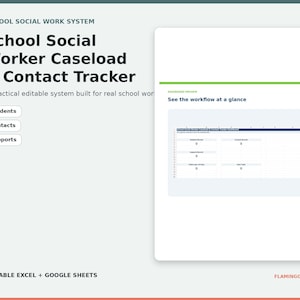 School Social Worker Caseload & Contact Tracker | Student Support Case Management Spreadsheet