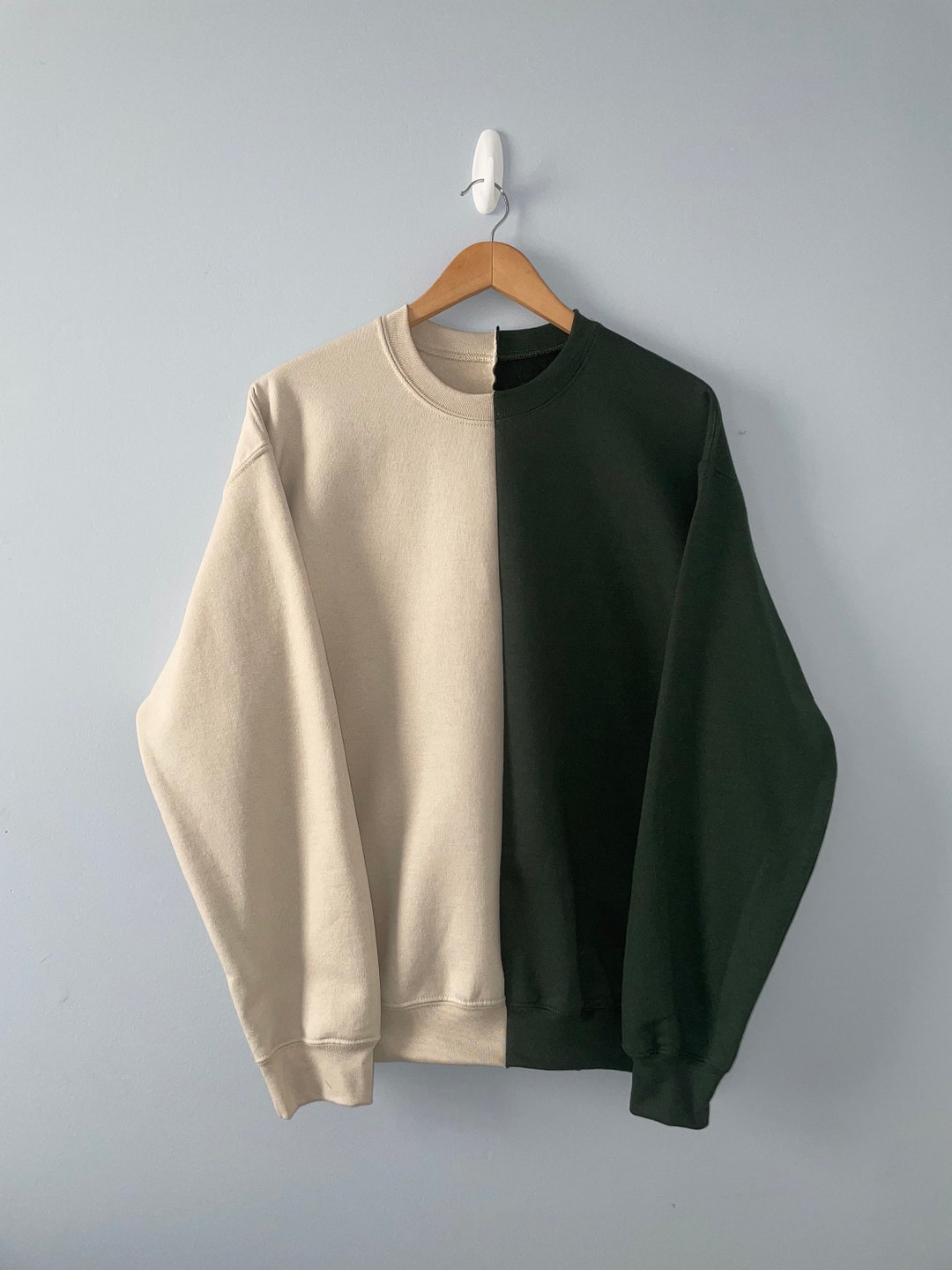 Forest Green and Beige Custom Two-toned Crewneck, Personalized ...