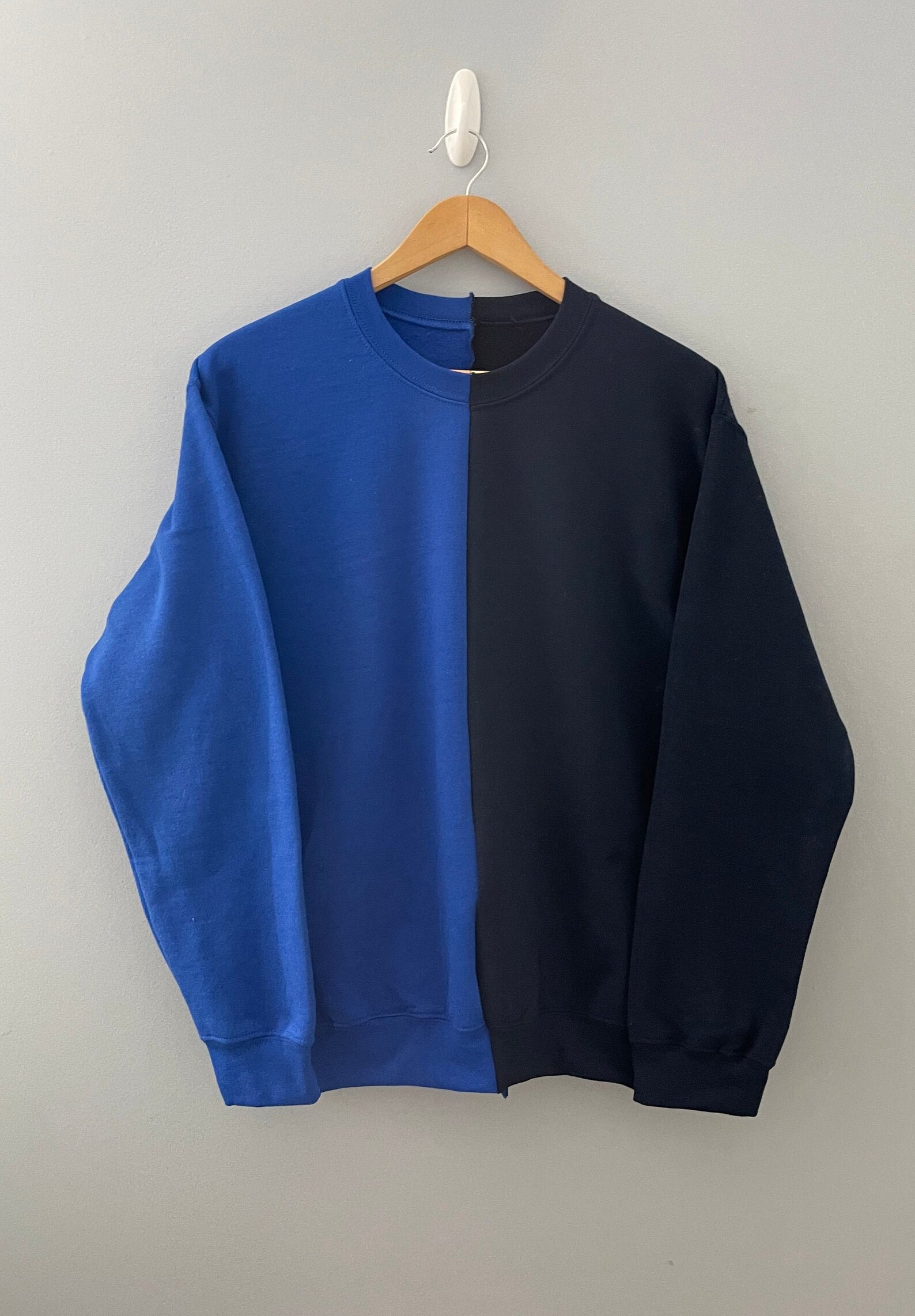 Navy and Royal Blue Oversized Two-toned Crewneck Navy and - Etsy