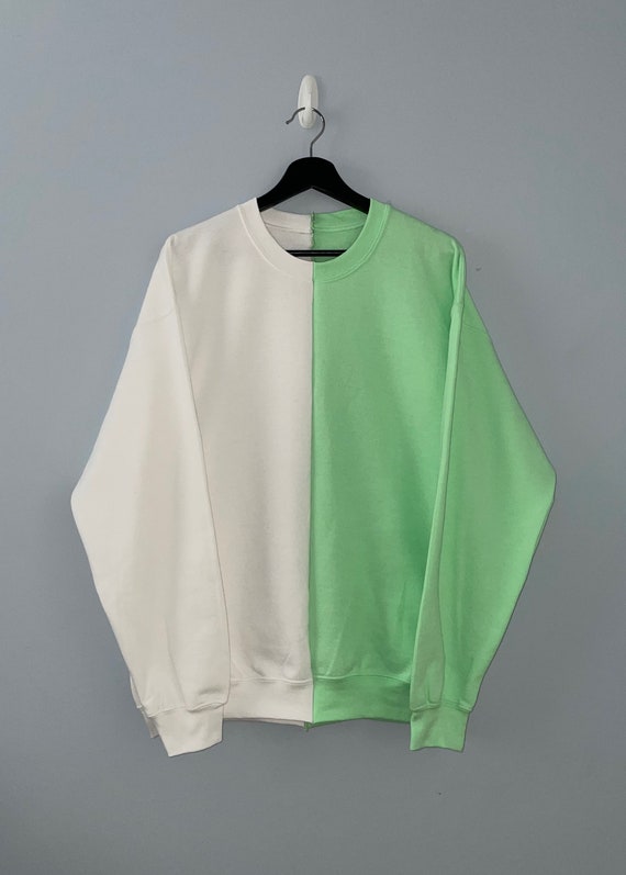 White Oversized Two-toned Crewneck - Etsy