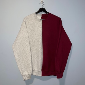 Gray and Maroon Custom Two-Toned Crewneck- Customized Sweatshirt- Custom Sweatshirt- Gray and Maroon Personalized Sweatshirt/Crewneck