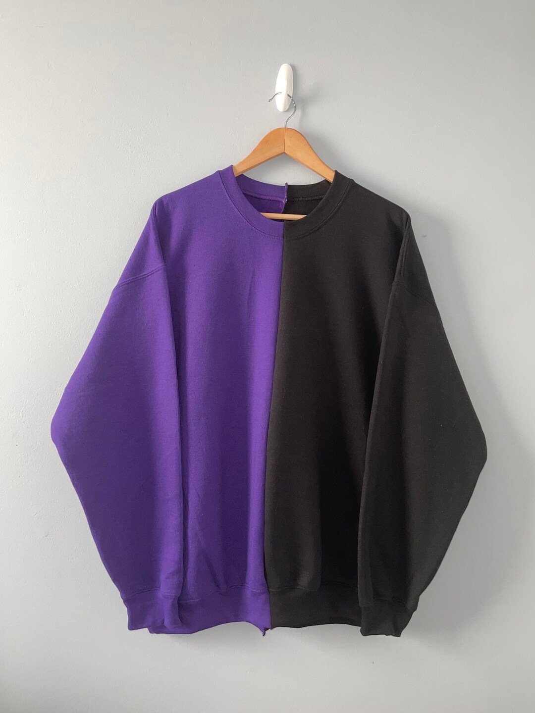 Purple and Black Custom Two-toned Crewneck, Personalized Sweatshirt ...