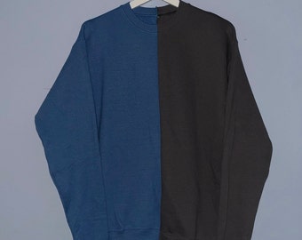 Carolina Blue and Dark Grey Custom Two-Toned Crewneck- Carolina Blue and Dark Grey Custom Sweatshirt- Blue and Grey Personalized Sweatshirt