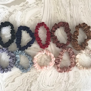 Thin Satin Scrunchies-Thin Scrunchies-Satin Scrunchies-Women's Hair Accessories-Pack of Scrunchies-Hair Ties-90s Hair Ties