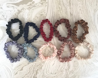 Thin Satin Scrunchies-Thin Scrunchies-Satin Scrunchies-Women's Hair Accessories-Pack of Scrunchies-Hair Ties-90s Hair Ties