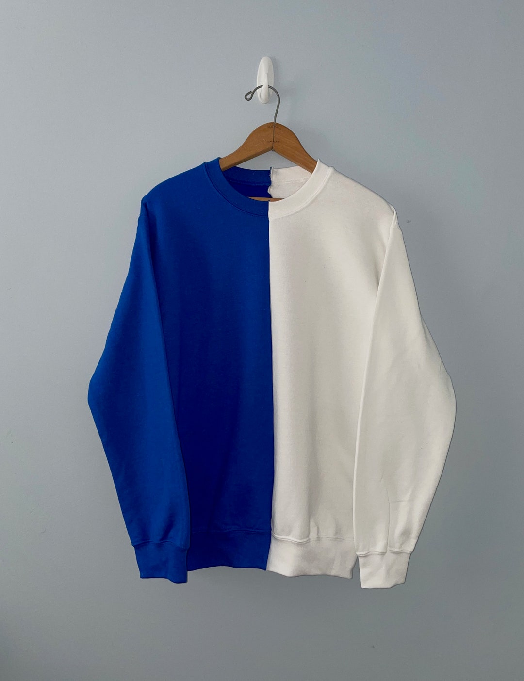Royal Blue and White Custom Two-toned Crewneck Royal Blue and White ...