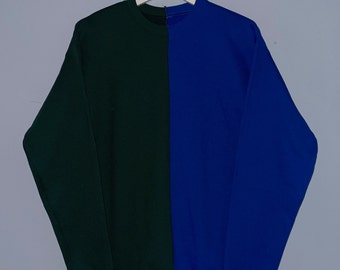 Royal Blue and Forest Green Custom Two-Toned Crewneck- Royal Blue and Forest Green Custom Sweatshirt- Blue and Green Personalized Sweatshirt