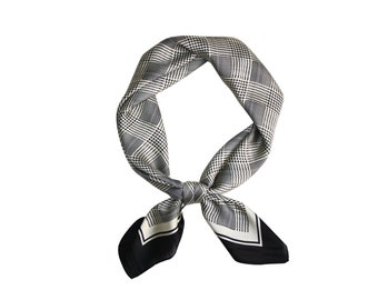 70cm Silk-Feel vierkante sjaal, damessjaal, tasaccessoire, bandana, hoofddoek, zwart geruite Houndstooth-print 27,5X27,5"