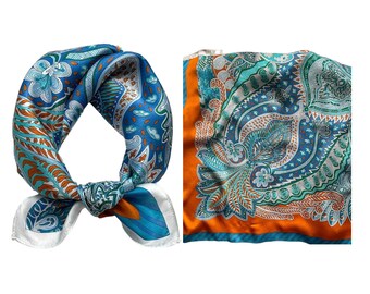 Paisley 53cm Mulberry Silk Scarf Square, Women's Scarf, Men's Scarf, Fashion Scarf, Bandana, Bag Accessory, Gift Idea, Paisley Pattern Boho