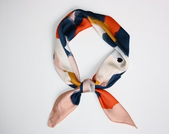 Square Silk Plaid Scarf Headscarf Headband Neck Scarf Purse Scarf