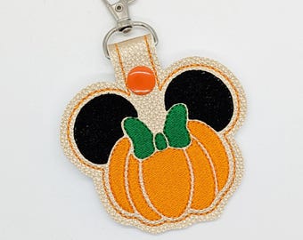 Disney Minnie Pumpkin Inspired Keychain Purse Charm Embroidered