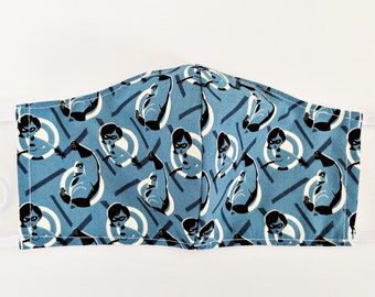 Disney Pixar Incredibles Mr and Mrs Inspired Fabric Face Mask Hand Made Multiple Sizes with Filter Pocket and Adjustable Straps