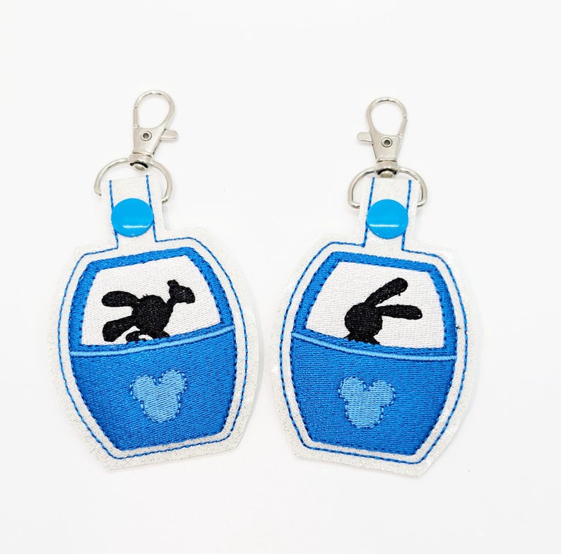 Disney Oswald Rabbit Inspired Keychain Backpack Purse Charm Embroidered